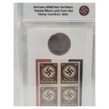 Germany WWII Block Stamps MNH & !0 Coin