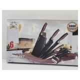 New 6 Pc Knife Set w Hard Handles & Cleaver