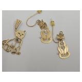 14k Gold Dangle Kitty Earrings &  14k G Pendant