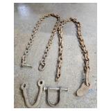 2 Heavy Duty Log Chains, Clevis Shackle +