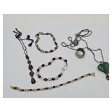 Costume Jewelry Tennis Bracelet, Spoon Ring, Neck+