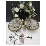 Wreath w New Hanger & Planter Baskets