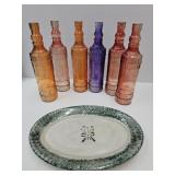 6 Decor Bottles & Stoneware Platter