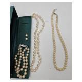 Pearls or Faux  Necklaces, Earrimgs & Bracelet