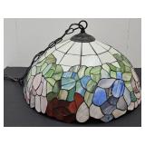 Stained Glass Hanging Light 20" w SEE CRACK