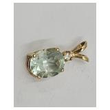 14k Gold Pendant with Light Blue Gemstone