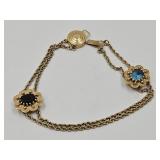 14k Gold  Bracelet with Gemstones