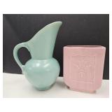 Pottery Pitcher 9.5"h MCM Style & 6" Planter