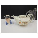 Glass Pitcher, Toby Mug & Hall Aladdin Pot