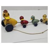 VTG Fisher Price Wooden Ducks On Wheels Pull Toy