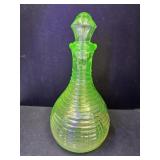 Uranium Glass Bottle w/Stopper 10.5"