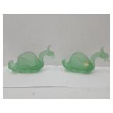 Pair Tiara Glass Dragon Planters 9"Long
