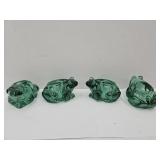 4 Glass Frog Votive Candle Holders