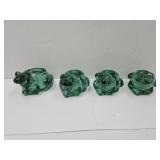 4 Glass Frog Votive Candle Holders