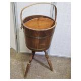 VTG Wood Barrel Basket Ville Sewing/ Planter