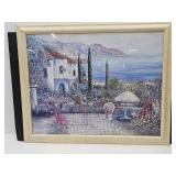 Framed Cottage On Lake Art 32"x26"