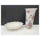 Lenox Serving Dish 10.5" & Lenox Saxony Vase11"h