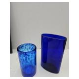 2 Cobalt Vases 5.5"-8"h