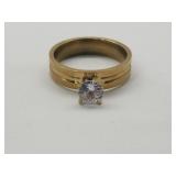 Gold Tone Engagement Ring Sz 12