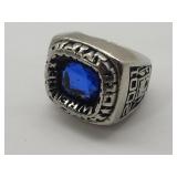 2001 Wild Cats Class Ring Blue Stone Sz 7.5