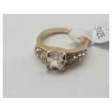 Gold Tone Cubic Zirconia Ring Sz 7
