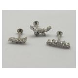 Lot of Three Cubic Zirconia Body Piercing Rings
