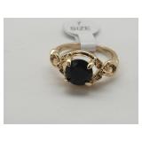 Gold Over Jewelers Bronze Black Stone Ring Sz 7
