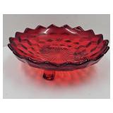 VTG Ruby Red Footed Fostoria American Dish 6 3/4"W