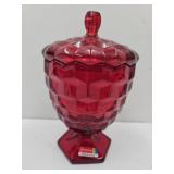 Ruby Red Fostoria Glass Candy Dish 7"H