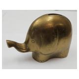 Brass Elephant Bank  6" L