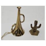 Brass 3" to 5" h Trumpet & Cactus Decor