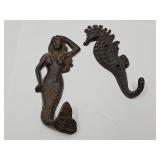 Cast Iron Mermaid & Aligator Hooks