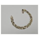 925 Sterling Silver Braided Bracelet Italy 7"