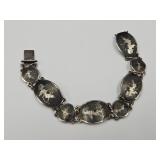 VTG Siam Sterling Silver Bracelet, Niello Dancers"