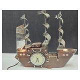 Vintage Light Up Untited Ship Clock 17" L Works