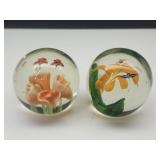 2 Unmarked Glass Paperweights