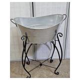 Galvanized Tun on Metal Stand  20" w x 28.5"h