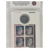 Germany WWII Block Stamp MNH & 5 Coin