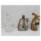 2 VTG Flasks & Glass Cruet