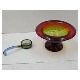 Cambridge? Rubina 4"H Footed Compote w Dipper