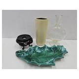 Holland Mold Dish, Crackle Glass, Holland Vase+