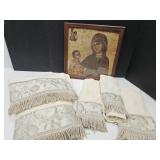 Fancy Towel Set & Art The Virgin Episkepsis Decor