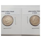 2 VF Indian Head Penny Coins