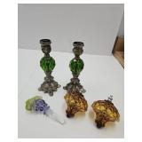 Glass Bottle Stopper, Large Finials & Candle Hold