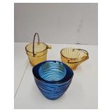 Amber Glass Pails & Colbalt w Birthday Cake Maker