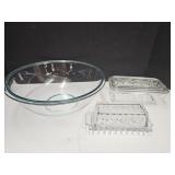 Pyrex Bowl 10" wide,Refrigerator & Butter Dish