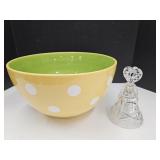 Large Fifth Sunnyville Bowl 13" wide & Glass Bel