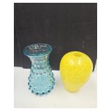 Art Glass Vase 5"h & 5.5" Blue Vase