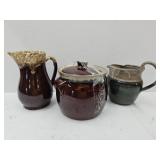 Pottery Pitchers & Bean Pot