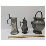 Quad Plate Syrup Pitcher, Tankard,& Pot